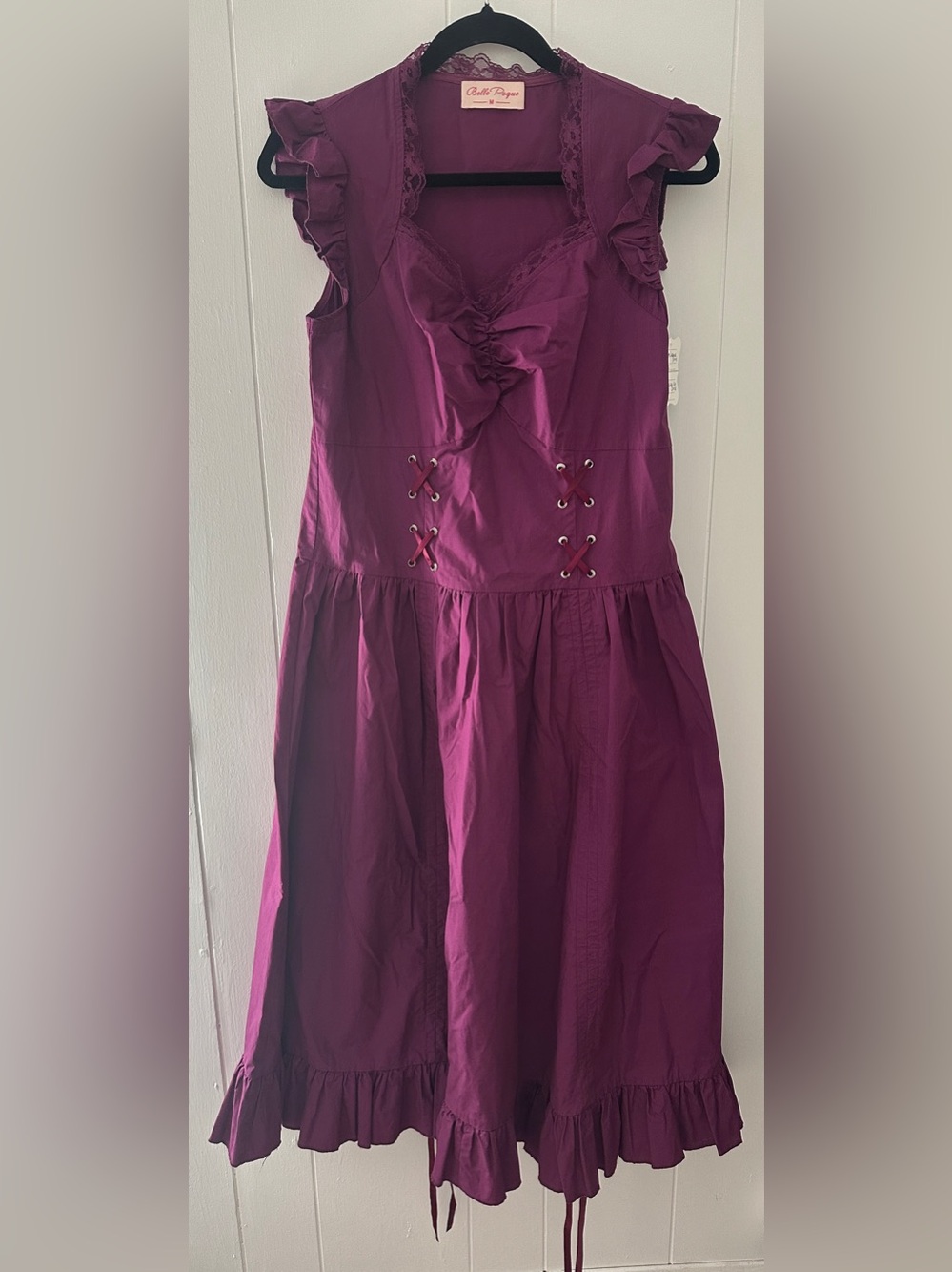 Women’s Plum Dress with Lace-Up Detail